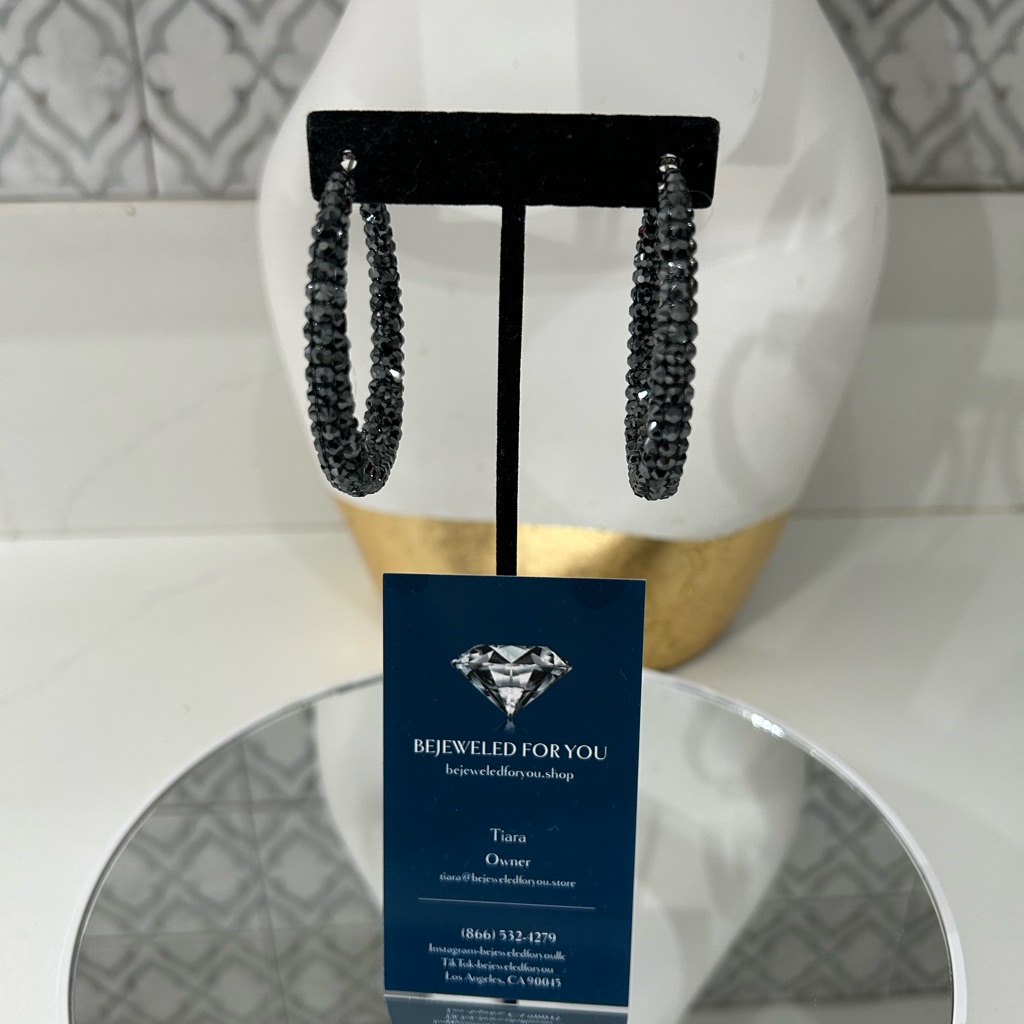 The Jet Hematite Custom Hoops Add A Touch Of Sparkle And Shine.